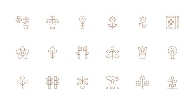 Stem Icon Collection with 18 Minimal Line Designs Scalable Icons for All Themes vector