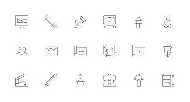 18 Icons for Sketch in Minimal Line Format UI and UX Focused Icon Collection vector