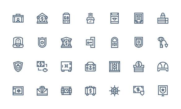 Vault Set with 28 Bold Line Icons Multi-Style Icons for Creative Projects vector