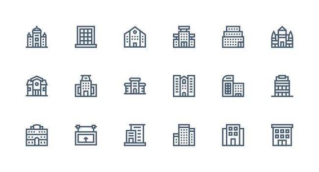 18 Strong Stroke Line Vectors for Modern Building Theme Flexible Icon System for Web Interfaces