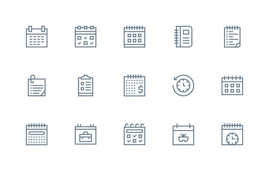 Monthly Set with 15 Regular Line Icons Clear and Concise Icon Set Collection vector
