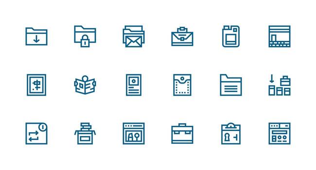 18 Strong Stroke Line Style Icons from Folder Collection Customizable Icon Series for Mobile Screens vector