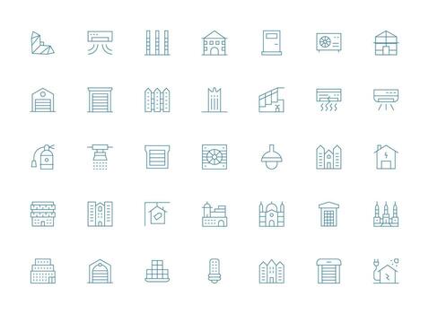 35 Icons for Residential in Light Line Format Flexible Icon System for Web Interfaces vector