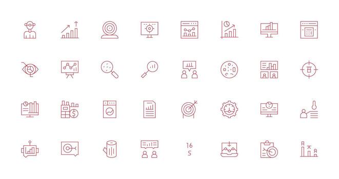 Metrics including 32 Thin Line Illustrations UI Icon Set vector
