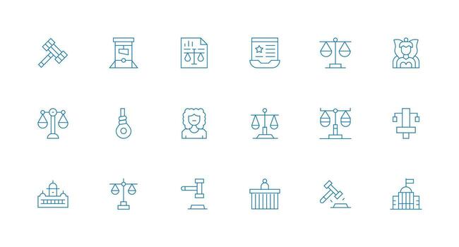 Minimal Line Style Justice Icons with 18 Vectors Pixel Perfect Icons for Modern Apps