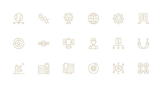 18 Minimal Line Style Icons from Network Collection UI-Ready Icon Collection vector