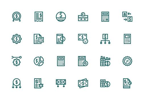 Expense featuring 24 Icons in Thick Line Line Design Icon Pack for UI vector