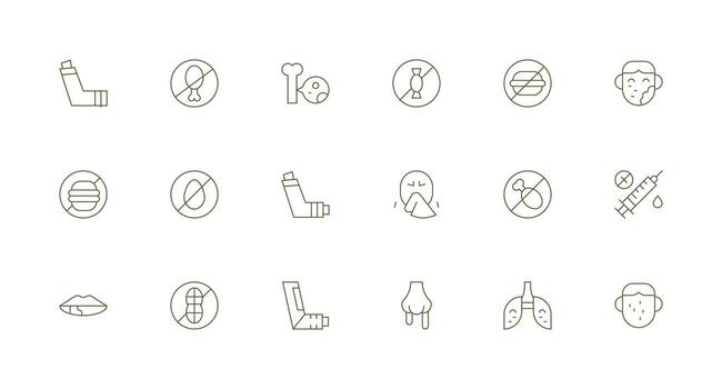 18 Icons for Allergy in Minimal Line Format Basic Icon Series vector