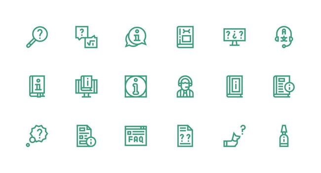 Faq Set with 18 Strong Stroke Line Icons Interface Icon Collection vector
