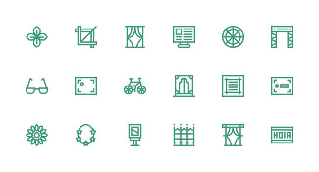 18 Strong Stroke Line Icons for Frame Graphics Interface Icons for Daily Use vector
