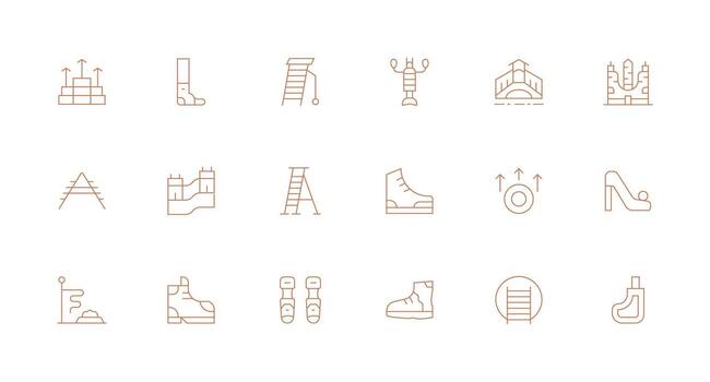 Climbing Set with 18 Minimal Line Icons Organized Icon Pack for Quick Access vector