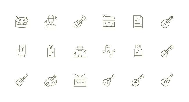 Musician featuring 18 Icons in Minimal Line Design High-Resolution Icons for Any Platform vector