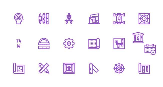 18 Icons for Blueprint in Strong Stroke Line Format Customizable Icon Series for Mobile Screens vector