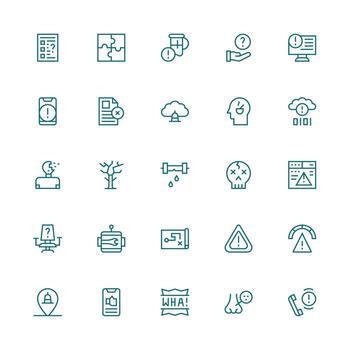 Problem featuring 25 Icons in Medium Stroke Outline Design Icon Collection Set vector