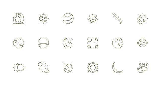18 Minimal Line Designs for Celestial Icons Smart Icon Collection vector