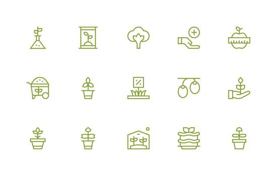Growing Set with 15 Regular Line Icons Simplified Icon Pack for Visual Tools vector