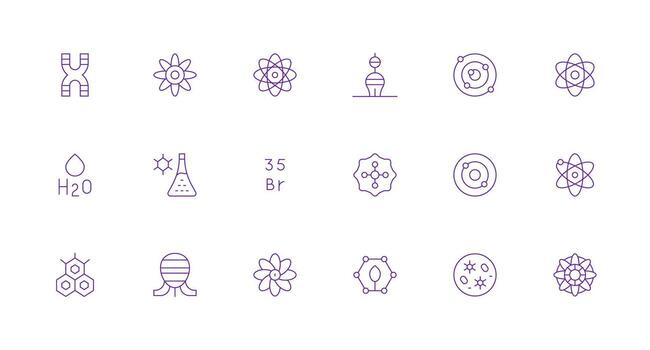 Molecule including 18 Minimal Line Illustrations Interface Icon Collection for Daily Projects vector