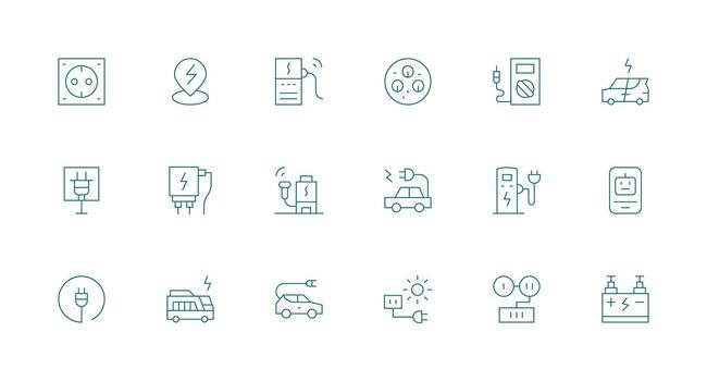 18 Minimal Line Designs for Charging Station Icons Full Icon Library for UI Designers vector
