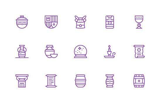 15 Icons for Antique in Regular Line Format Interface Icon Collection for Daily Projects vector