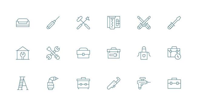 18 Minimal Line Designs for Handyman Icons Clean Icon Collection for Web Use vector