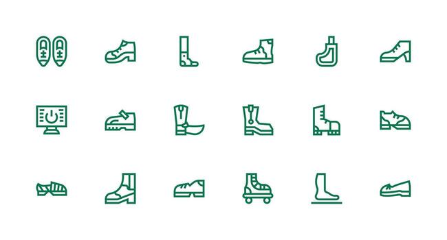 Boot Set with 18 Strong Stroke Line Icons All-Purpose Icon Design Pack vector