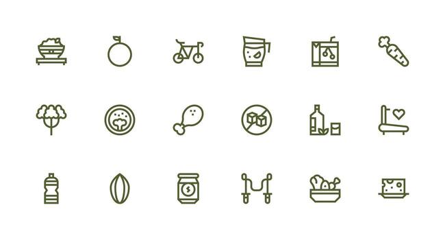 Healthy Visual Pack containing 18 Strong Stroke Line Icons Flexible Icon System for Web Interfaces vector