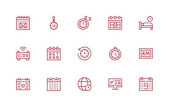 Schedule Design Icons featuring 15 in Regular Line Style Digital Product Icons for Fast Delivery vector