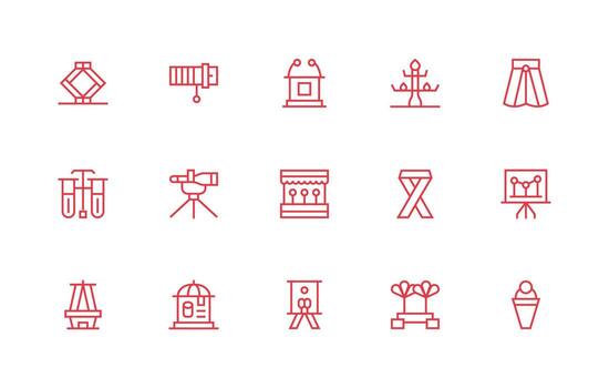 15 Regular Line Icons for Stand Graphics Icon Set for Projects vector