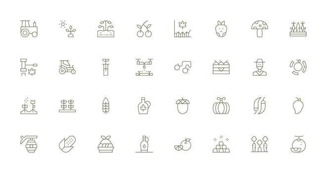 32 Thin Line Style Icons from Harvest Collection Layout Icon Collection vector