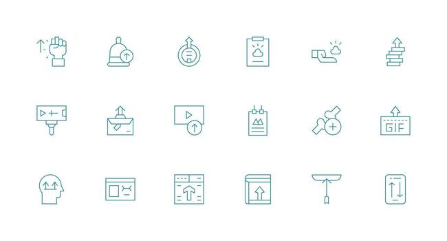 File Upload featuring 18 Icons in Minimal Line Design Complete Icon Set for Mobile Apps vector