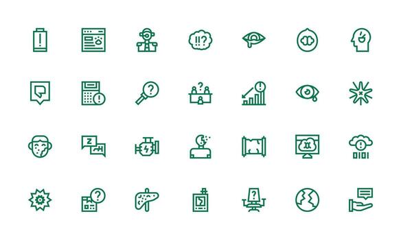 Problem Icon Set with 28 Bold Line Graphics Organized Glyph Icons for Fast Design vector