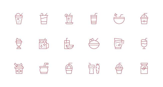 Minimal Line Style Smoothie Icons with 18 Vectors Versatile Icon Collection for Designers