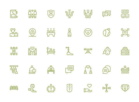 Support Visual Pack containing 35 Regular Clean Line Icons High-Resolution Icons for Any Platform vector