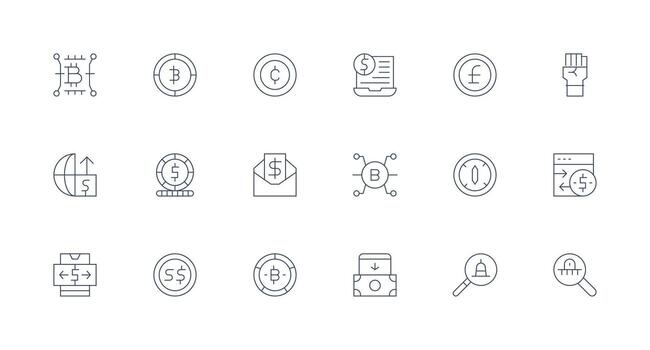 Minimal Line Icons from Digital Currency Set with 18 Vectors Design Icon Pack