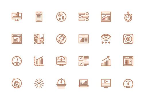 24 Icons for Progress Bar in Thick Line Line Format Web and App Icon Pack Collection vector