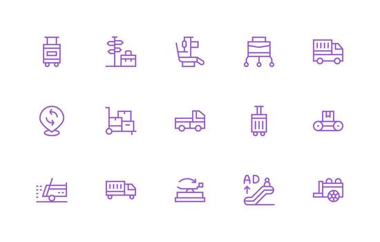 15 Regular Line Vectors for Moving Theme Essential Icon Collection