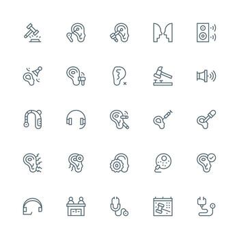 25 medio carrera contorno estilo íconos desde escuchando colección web icono colección vector