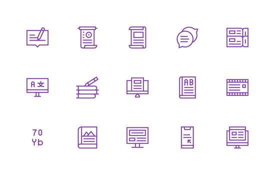 Text Set with 15 Regular Line Icons Scalable Icon Pack vector