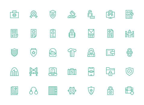 35 Regular Clean Line Icons for Secure Graphics Layout Icon Collection vector