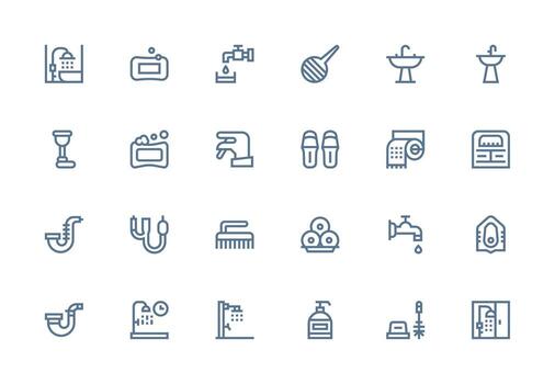 Bathroom Design Icons featuring 24 in Thick Line Line Style Icons Built for Visual Consistency Pack vector
