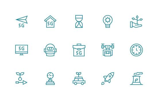 15 Future Icons in Regular Line Aesthetic High-Resolution Icons for Any Platform vector