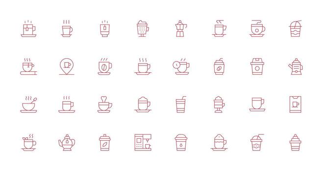 32 Thin Line Style Icons from Hot Beverage Collection Interface Icons for Daily Use vector
