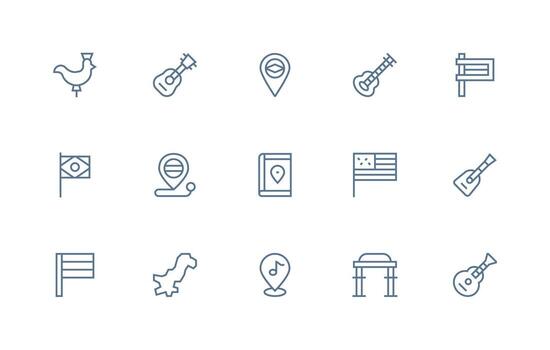 Country featuring 15 Icons in Regular Line Design User Interface Icons for Digital Products vector