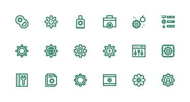fuerte carrera línea íconos desde sistema ajustes conjunto con 18 vectores ui y ux enfocado icono colección
