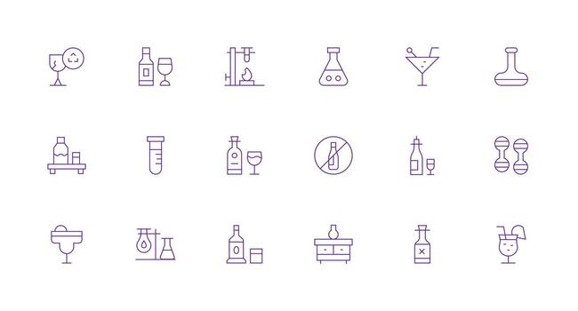 18 Minimal Line Style Icons from Glassware Collection Interface Icons for Daily Use vector