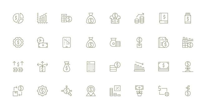 32 Thin Line Vectors for Revenue Theme UI Icon Set