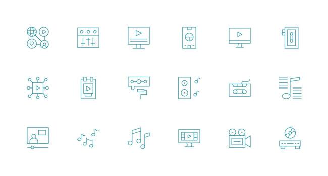 Playback featuring 18 Icons in Minimal Line Design Complete Icon Bundle for Web Design vector