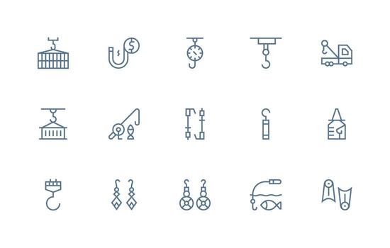 Hook Visual Pack containing 15 Regular Line Icons Essential Icons for Rapid UI Building vector