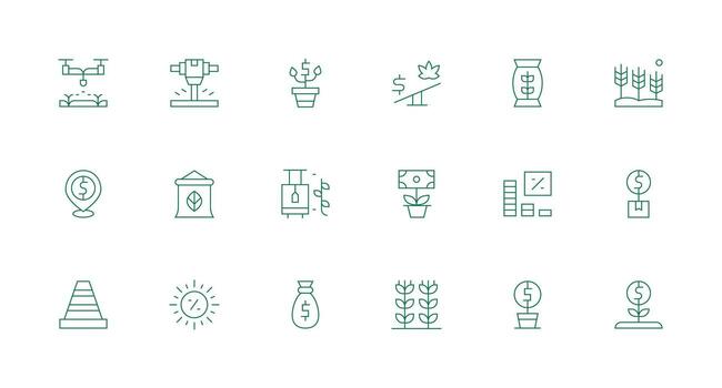 Yield Set with 18 Minimal Line Icons High-Resolution Icons for Any Platform vector