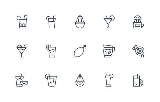 Regular Line Icons from Citrus Set with 15 Vectors Basic Icon Series